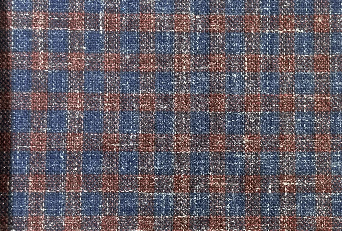 Sergio Benetti 29977 -210 Blue w/ Red Windowpane fabric swatch